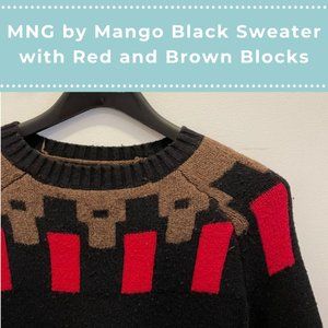 MNG Suit by Mango Black Sweater with Red and Brown